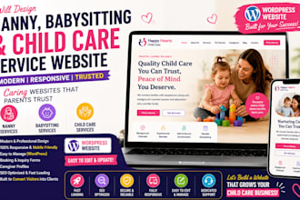 design nanny, babysitting, child care service website