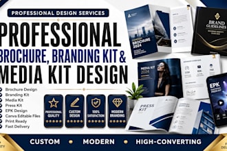 design branding kit, media kit, press kit, business brochure, door hanger, logo