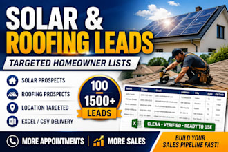 provide verified solar and roofing homeowner leads for appointments