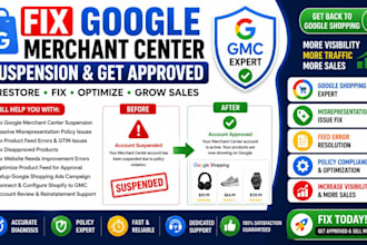 fix google merchant centre misinterpretation, fix suspension or reinstate gmc