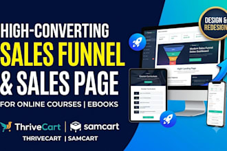 design redesign thrivecart samcart sales funnel,online course ebook sales page
