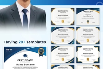 make a certificate generator website having 20 templates