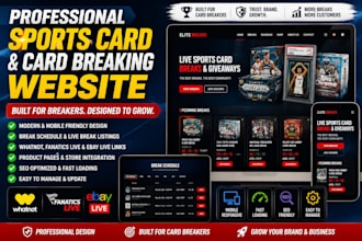 create a professional sports card and card breaking website