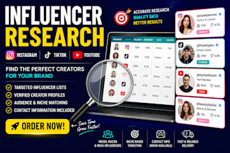 find instagram, tiktok, youtube influencer to research influencer marketing list