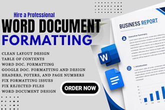 format, edit, and design your microsoft word or google docs, fix template, toc