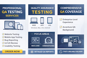 qa test and review your website or app for bugs, UI UX, and usability