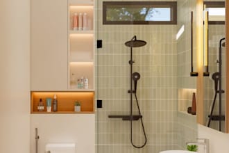 do bathroom interior design in 3d model