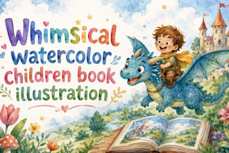 illustrate whimsical children book illustration, watercolor storybook art,