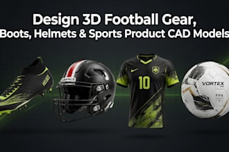 design realistic 3d football products and sports gear