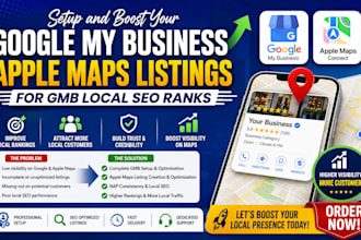 setup and boost your google my business apple maps lists for gmb local seo ranks