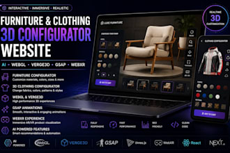 do furniture product configurator website ai webgl verge3d gsap webxr, 3d clothe