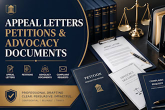 draft appeal letters, petitions, advocacy documents, and civil rights