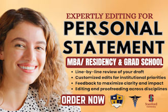 edit MBA, grad or phd personal statement, admission essay, statement of purpose