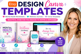 design canva templates mental health worksheets wellness journals workbooks