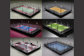 design basketball court, soccer court, volleyball court, tennis court