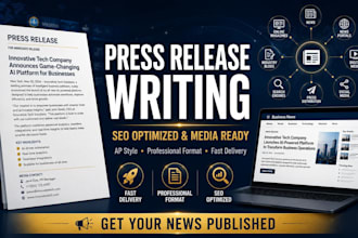 write professional press release, SEO press release and PR distribution writing