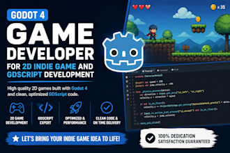 do godot 4 game developer for 2d indie game and gdscript development