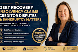 handle debt recovery, insolvency claims, creditor disputes and bankruptcy matter