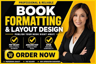 do book layout design KDP book formatting, ebook formatting and book typesetting
