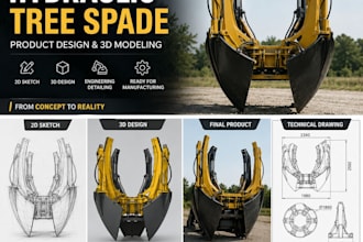 design professional product design and 3d modeling for a hydraulic tree spade