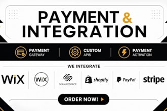 do squarespace or wix payment integration to stripe, paypal and shipping setup