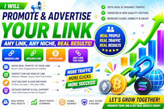 promote and advertise your website link, affiliate link, crypto, and any link