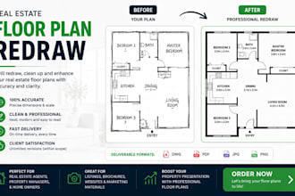 redraw real estate floor plans into clean professional cad drawings