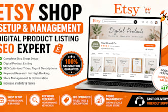 setup etsy shop etsy digital product listing SEO store management expert