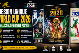 design unique world cup 2026 collectible printable poster