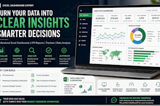 create excel budget planner, expense tracker and  data analysis KPI reports