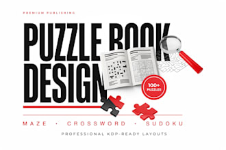 design puzzle books, mazes, word search, crossword and sudoku for kids