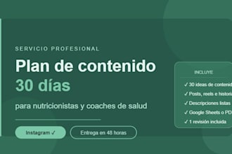 crearé un plan de contenido de 30 días para tus redes