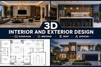 design modern interior exterior and realistic 3d walkthrough