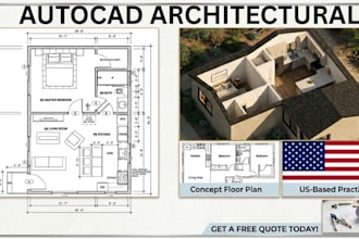 design autocad house plan blueprint, 2d floor plans adu plan, USA city permits