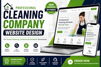 create cleaning company website for house cleaning and janitorial business