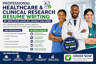create clinical, healthcare, doctor, medical and public healthcare resume