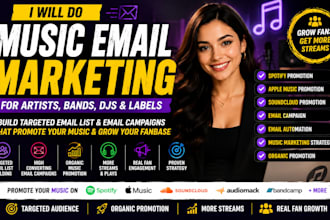 be your music artist fan email list, email marketing for artists, bands and dj