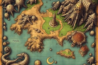 create detailed fantasy cartography game world maps