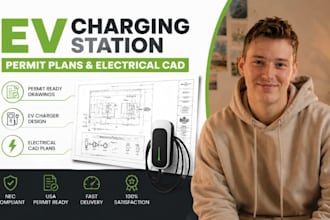 ev charging station drawings, ev charger permit plans, electrical cad USA