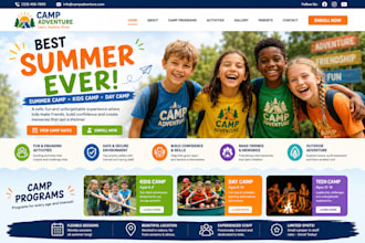 design summer camp, kids camp, day camp website
