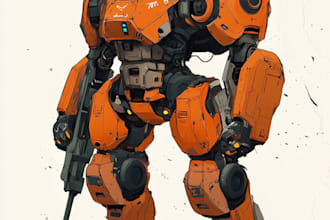 design sci fi mecha and robot concept art