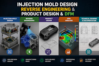 design injection mold, reverse engineering product design, plastic mold and dfm