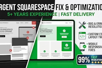 fix squarespace bugs custom CSS issues and website errors urgently