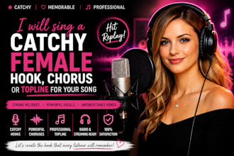 sing a catchy female hook, chorus vocals, topline, song hook, female topline
