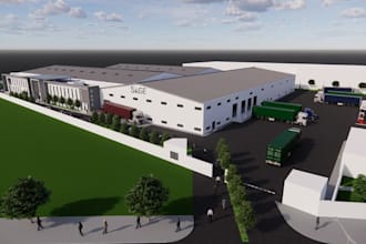 create 2d factory, logistic site plan, realistic 3d warehouse, facility design