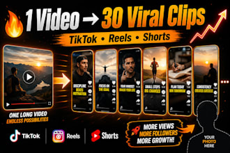 turn your long videos into viral short clips for tiktok, reels and shorts