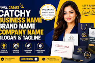 create catchy business name, brand name, company name, slogan and tagline