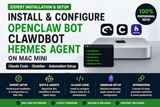 install openclaw bot, clawdbot, hermes agent on mac mini, claude code, obsidian
