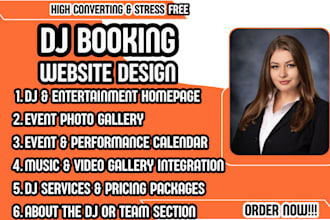dj booking website, dj website, music artist website, entertainment website