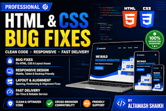 fix HTML CSS bugs and responsive website issues